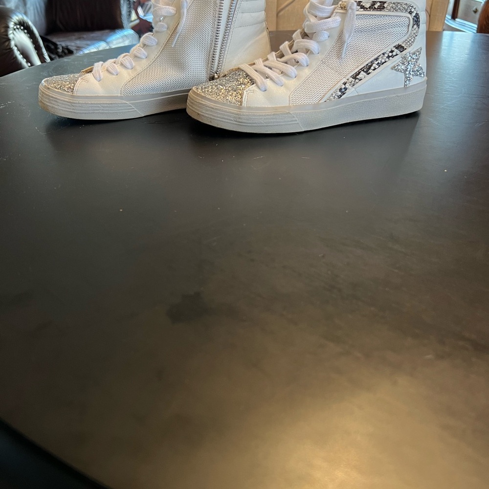 Converse White High-Top Sneakers with Glitter Accents